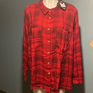 Ava Viv Womens plus size 2X button front long sleeve